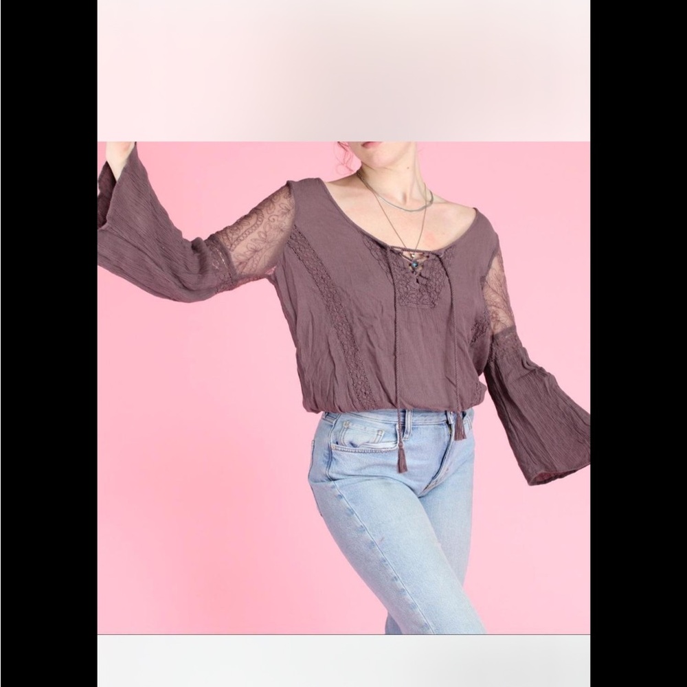 American Eagle Outfitters Purple Lace Blouse